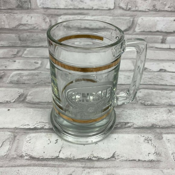 Genesee Genny Beer Stein Mug Etched Glass Barware - Picture 1 of 4